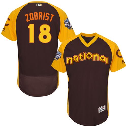 Cubs #18 Ben Zobrist Brown Flexbase Authentic Collection 2016 All-Star National League Stitched MLB Jersey - Click Image to Close